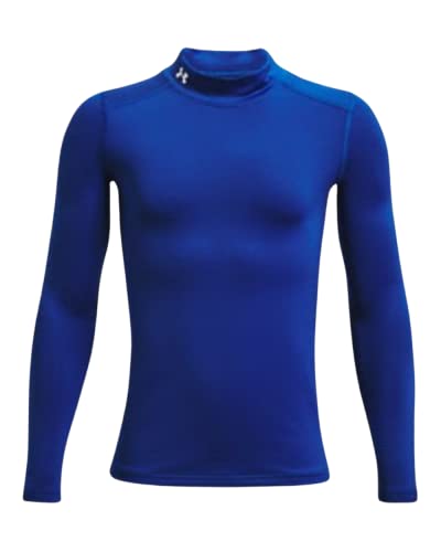 Under Armour Boys' ColdGear Mock Long Sleeve T-Shirt (as1, Alpha, x_s, Regular, Regular, Royal (400)/ White)