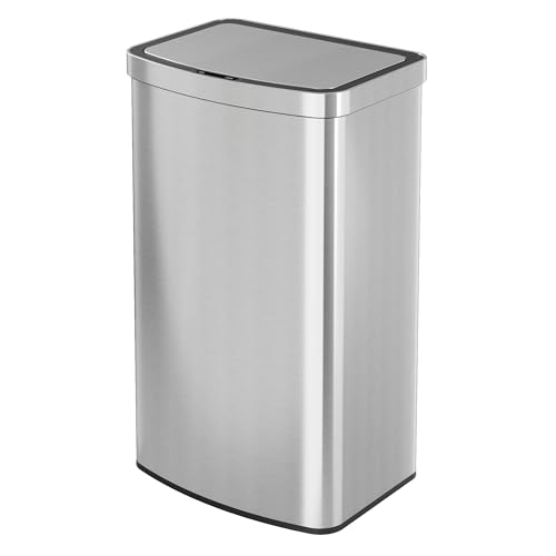 WLIVE Mülleimer 60L mit Sensor, Elektrischer Abfalleimer aus Edelstahl, Automatischer Sensor Mülleimer mit Soft-Close Deckel, Geruchsdicht, Hygienischer Mülleimer Küche für Haushalt & Büro