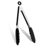 KingTong Stainless Steel Kitchen Cooking Tongs With Silicone Tips For Barbecue and Grill 9 Inch