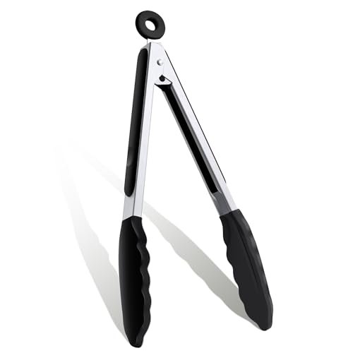 DAILY KISN 9 Inch Kitchen Tongs, Cooking Tongs Silicone