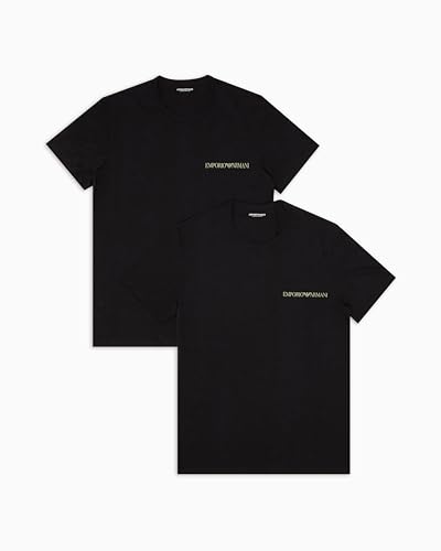 EMPORIO ARMANI Herren 2-Pack Crew Neck T-Shirt, schwarz/schwarz, XL
