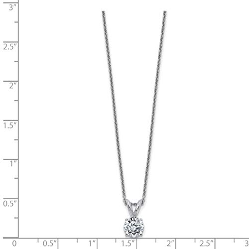 Pingente solitário de moissanita redonda de ouro branco 14 k de 6,5 mm em corrente de cabo 1 quilate