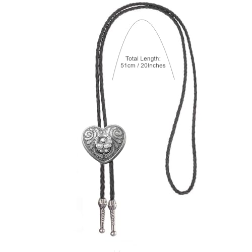 Image of Joxevyia Bolo Tie for Men Vintage Cow Skull Leather Rope Western Cowboy Necktie Vintage Bola Tie Gift for Him