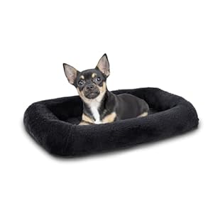 Patas Lague Bolster Dog Bed for Extra Small Dogs 16”x12”, Soft Warm Foam Pet Sofa Bed, Machine Washable Pet Cat Crate Mat for Toy Breeds, Black