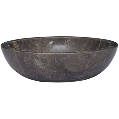 vidaXL Grey Marble Round Sink, Handmade Cover