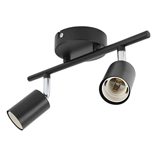 ZASCHMOY Soporte de Luz de Pista de Techo de Montaje con Descarga con 2 Portavasos E27 Ajustables Giratorios para Iluminación Versátil de Hogar y Oficina