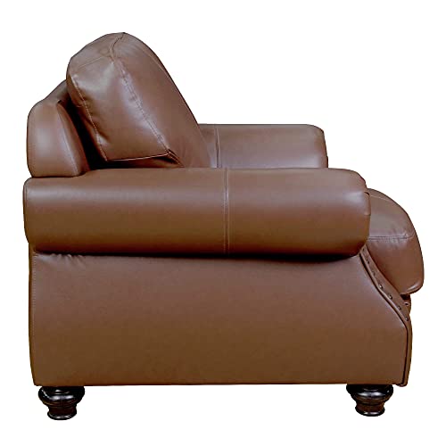 Sillón de cuero marrón robusto y cómodo miniatura 5