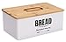 Caja de pan moderna de alta capacidad con tapa de tabla de cortar de bambú de Eco, almacenamiento de pan para encimera de cocina blanco