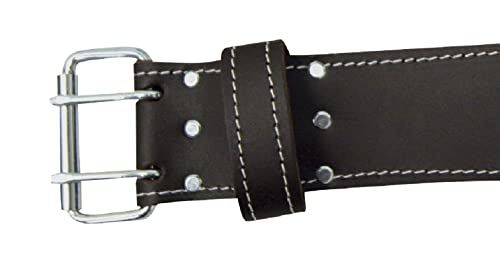 McGuire-Nicholas Men's Standard 29"-46" Leather Work Belt, Dark Brown, 3"3