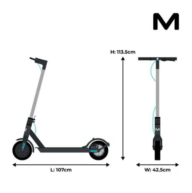 Trottinette Électrique Motus Scooty 8.5 – 25 km/h, 25 km Autonomie, Moteur 350W (700W Max), Roues 8.5", Frein à Disque Arrière, 100 kg Max, Pliable, LCD
