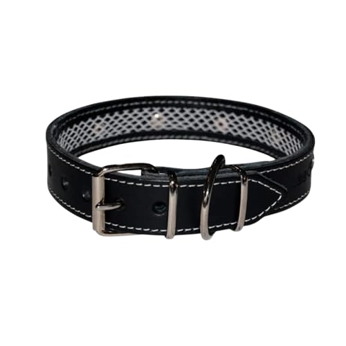 TUYNEC - Hundehalsband Leder mit Schutznetz für Flohhalsband Hunde, Hundehalsband das schützt und die Lebensdauer des Zeckenhalsbands für Hunde verlänger