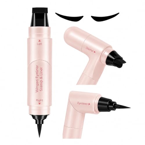 Image of Winged Eyeliner Stamp & Precision Liquid Eyeliner Pen | Dual End Cat Eye Stamp | Waterproof Smudge Resistant Long Lasting Eye Liner | Easy Symmetrical Wings | Black