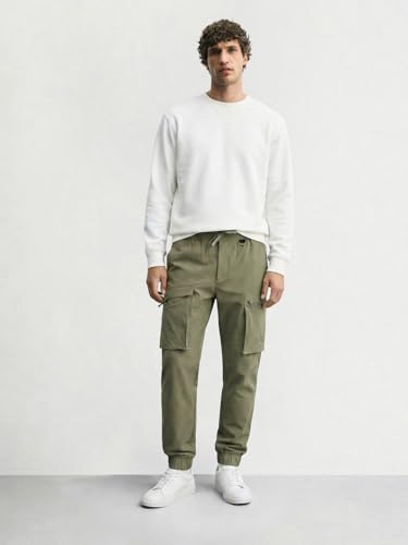 Image of The Indian Garage Co Men Relaxed Fit Mid-Rise Stretchable Cargos