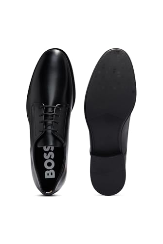 Image of BOSS Mens Colby Derb Leather Derby Shoes with Signature Trims Size