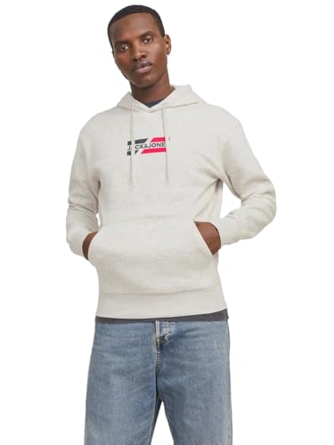 JACK & JONES Jjecorp Graphic Sweat à Capuche Noos Sweatshirt, Blanc chiné/détail : 01, XXL Homme JACK & JONES Jjecorp Graphic Sweat à Capuche Noos Sweatshirt, Blanc chiné/détail : 01, XXL Homme