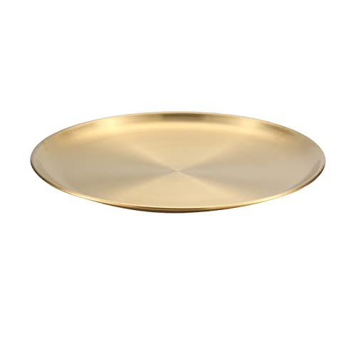 Plateau de séparation sans feuille avec couvercles – Lot de plaques à pizza rondes en acier inoxydable pour pizza, tarte, gâteau, cookies, four 22,9 x 33 cm (doré, C)