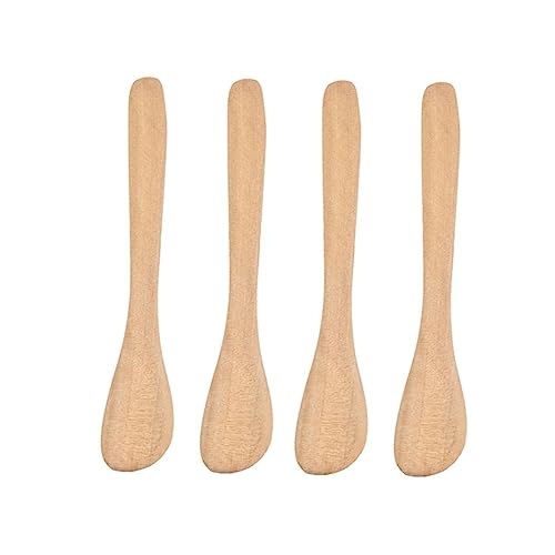 KOMBIUDA 4 Piece Japanese Wood Bread Butter Jam Knife Set Natural Simple Handle Home Kitchen Tool Spreaders for Peanut Mustard