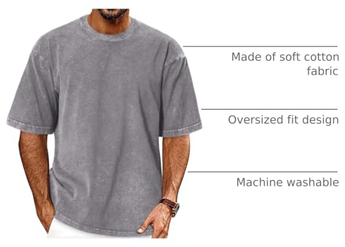 Image of Oversized Tshirts for Men Short Sleeve Vintage Washed Basic Loose Tees 2026