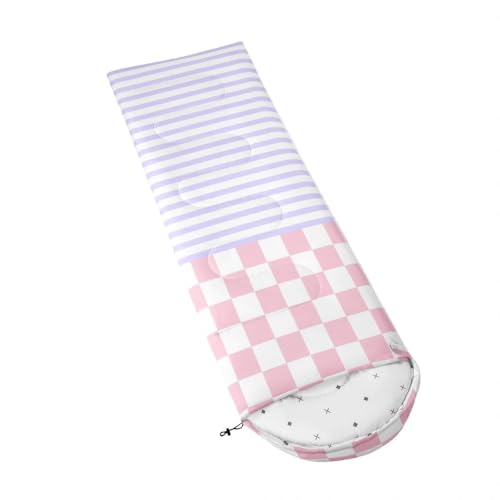 Saco de dormir Erosebridal a cuadros color rosa púrpura, tamaño Tw, rectangular miniatura 3
