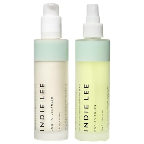 Indie Lee CoQ-10 Facial Skin Care Set - Includes CoQ-10 Cleanser and CoQ-10 Toner for Hydrated, Nourished, Glowing Skin (2 Count, 4.2 Fl Oz/ 4.2 Fl Oz) Cover