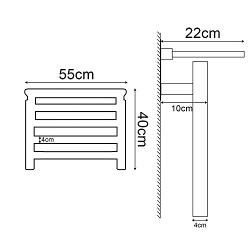 Toallero inteligente 95W blanco a la izquierda con temperatura ajustable de pared 8