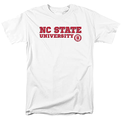 NC State Wolfpack Official Block Text Unisex Adult T-Shirt, White, Medium