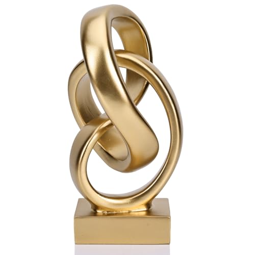 DOVDOV Abstract Gold Knot Statue, Geometric Knot Decor, Gold Decor on Shelf Bookshelf countertop for Living Room Coffee Table Office Coffee Table entryway entryway Desktop Decorative Ornament.
