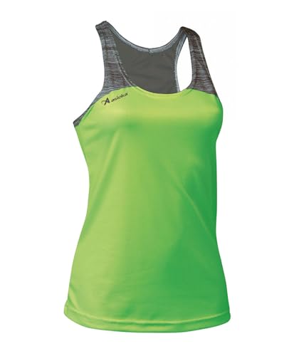 Asioka - Camiseta deportiva tirantes mujer - Camiseta de running para mujer - Camiseta técnica de tirantes - Color verde fluor
