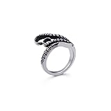 Fusamk Fashion Stainless Steel Octopus Tentacles Open Ring(Steel(12))