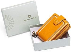SENDEFN Womens Small Wallet RFID Blocking Leather Credit Card Holder Case 11 Slots with ID Window