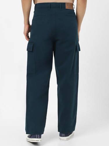 Image of Urbano Fashion Men's Loose Baggy Fit Solid Cargo Chino Trouser Pant with 6 Pockets Non-Stretchable