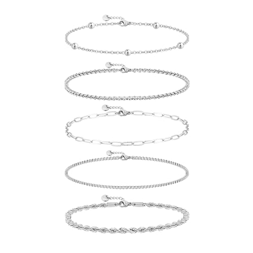 Gold Chain Stainless Steel Waterproof Bracelets For Women Stack Water Proof Non Tarnish Stacked Dainty Jewelry