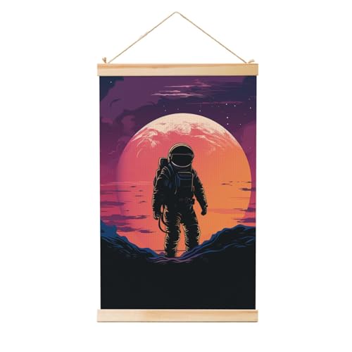 Astronaute cool poster suspendu en bois pour créer une ambiance ludique dans votre salon