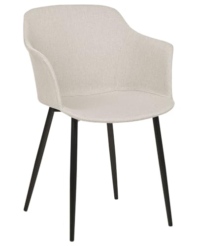 Beliani Conjunto de 2 sillas de Comedor Retro tapizadas con reposabrazos Color Beige Claro Elim