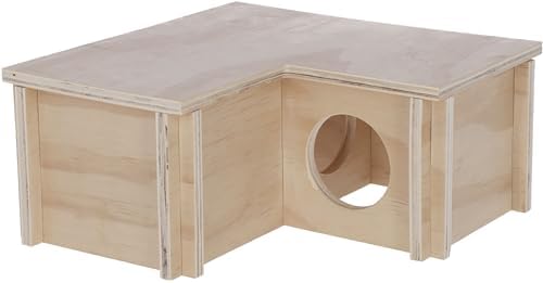 Kerbl Pet Casa para hámster, 24x24x11cm, Madera, 3 cámaras de 9,5x9,5cm Cada una, Sistema de conexión, Techo Desmontable