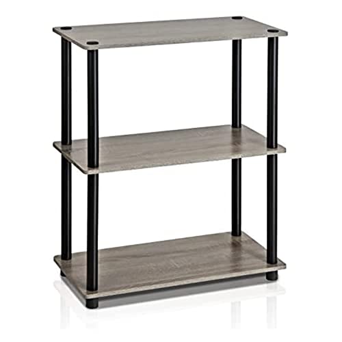 Furinno Turn-N-Tube Display Rack, 3-Tier Single, French Oak Grey/ Black #TOP25