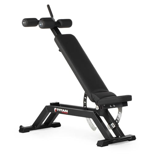 Titan Fitness TITAN Series FID Bench Adjustable Weight Bench with 70 Flat Incline Decline Angles Rated 600 LB Durable Vinyl Padding Workout Bench for Home Gym Weightlifting & Strength Training