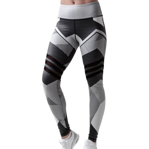 EMOTTOS Leggings da Donna con Stampa, Pantaloni Lunghi da Yoga a Vita Alta Push-up Opachi, Leggings Sportivi Slim Fit con Effetto Scrunched sul Sedere, Nero, Taglie S