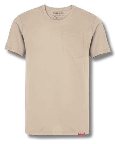 Image of Kingsted Pocket T-Shirts for Men - Super Soft & Comfy 100% Cotton Shirts | Short-Sleeve Crewneck Pocket Tee Shirts - Classic Regular Fit Work Shirt - Built to Last Midweight Cotton T-Shirts for Men