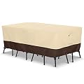 Arcedo Waterproof Patio Furniture Set Cover, Rectangular Dining Table and Chairs Cover, Heavy Duty Outdoor Furniture Cover for Sectional Conversation Set, 88'' x 62'' x 28''H, Beige & Brown