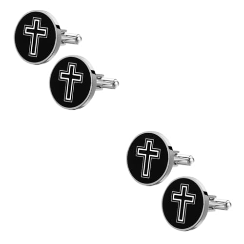 GALPADA 2 Pares gemelos cruzados bar campo de golf smoking brazalete accesorios alfiler botones decorativos Color Decoración camisa gemelos de moda ropa gemelos Acero titanio Black