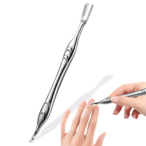 Spingi Cuticole con Forchetta, 2 in 1 Spingi Cuticole con Forchetta, Rimuovere le Cuticole, in Acciaio Inox, Rimozione Della Pelle Morta Strumento