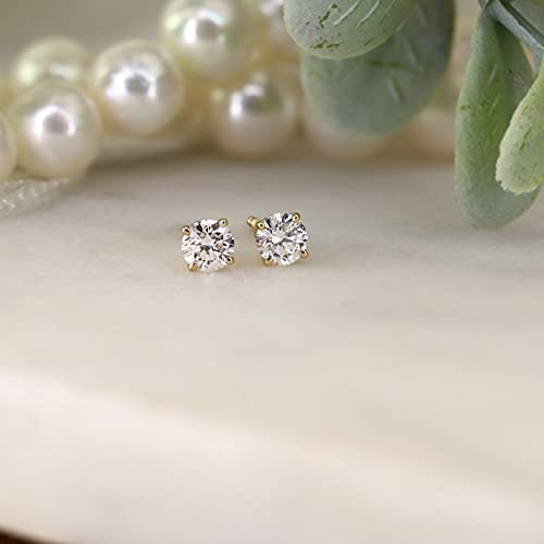 1/5 to 2 Carat Lab Grown Diamond Round Stud Earrings for Women in 14k Gold (VS2-SI1, 0.20 to 1.00 cttw) 4-Prong Setting Screw Back Studs by Diamond Wish3