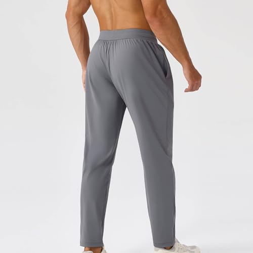 Men's Quick Dry Elastic Pants Casual Fashion Pockets Sport Solid Color Skinny Pants Training Long Trousers4