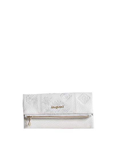 Portefeuille femme Desigual blanc compact avec compartiment zippé