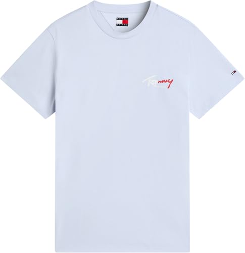 Tommy Jeans Herren T-Shirt Kurzarm Slim Sign Chest mit Logo, Blau (Moonlight Iris), XXXL – Ansicht 5