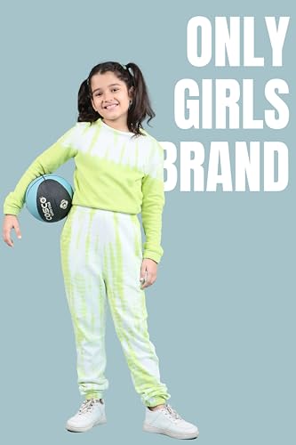 Image of Tweeny Mini Girls Kids Pure Cotton Terry Joggers Set | Tie Dye Co ord Set Winter Combo Outfit with Full Sleeves Sweatshirt and Pants | Relaxed and Comfortable Fittings