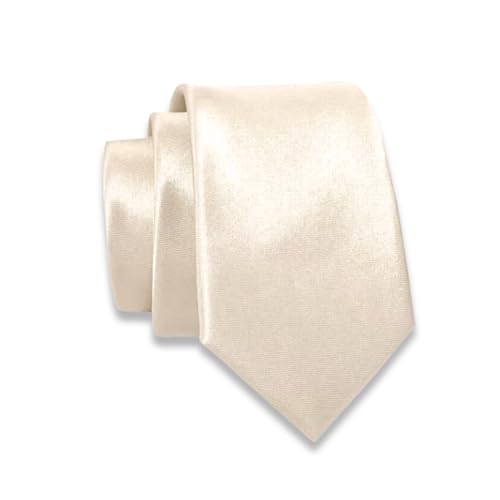 Massi Morino Corbata champán estrecha para hombre - 6 cm - corbata lisa I slim fit beige