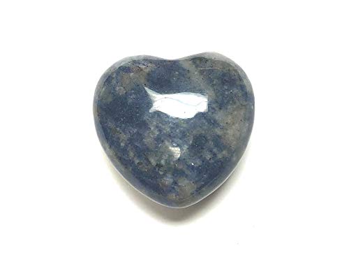 Zentron Crystal Collection 30MM All Natural Polished Pocket Gemstone Crystal Puff Heart and Velvet Pouch (Sodalite)