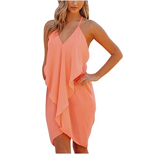 ZZU Vestito Senza Maniche con Paillettes Abito Donna Vintage Formale Vestiti da Donna Vestito Donna Svasato Mini Abito da Donna a Maniche Lunghe Abito Collo Vintage